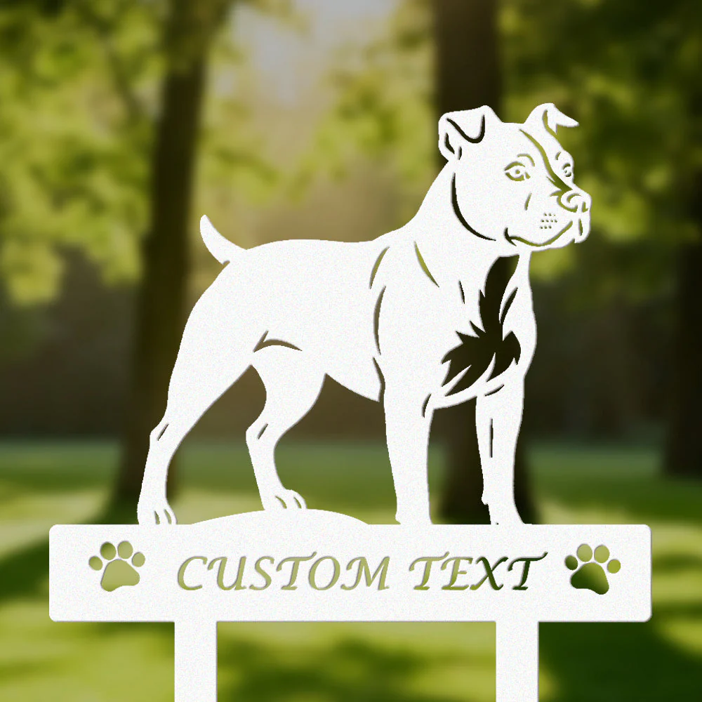 American Staffordshire Terrier Silhouette de Chien Personnalisée Piquet de Jardin en Métal - Image 8