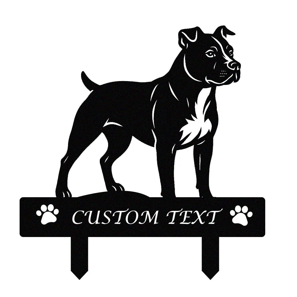 American Staffordshire Terrier Silhouette de Chien Personnalisée Piquet de Jardin en Métal - Image 9