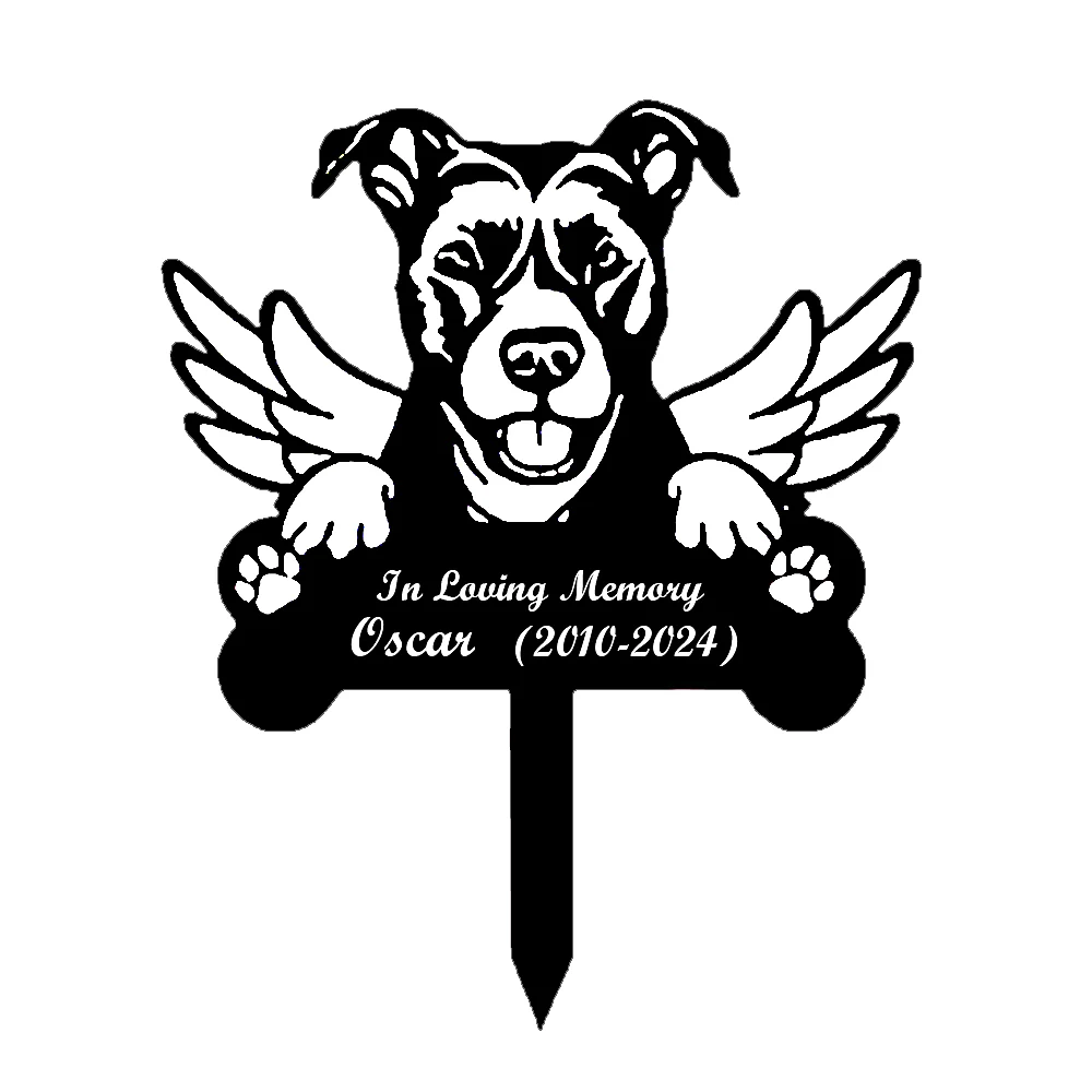 American Staffordshire Terrier Tuteur Commémoratif Personnalisé avec Ailes - Image 15