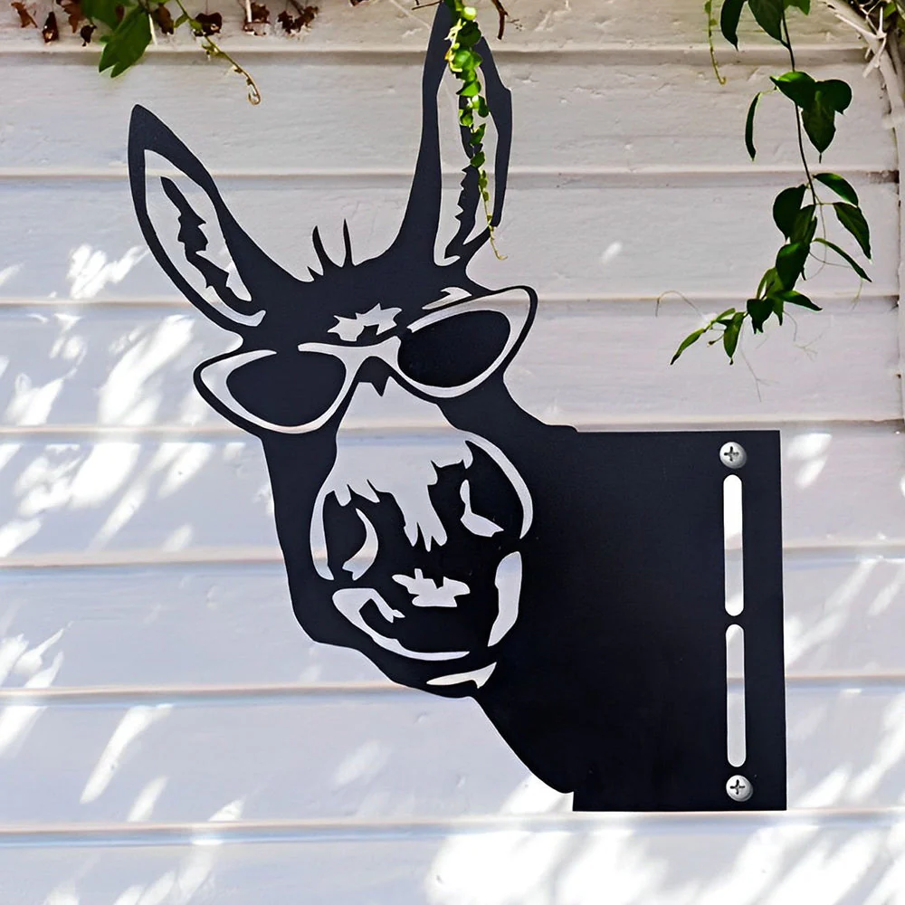Âne avec Lunettes de Soleil Curieux Plaque Métallique – Décoration de Jardin Extérieur Animale - Image 3