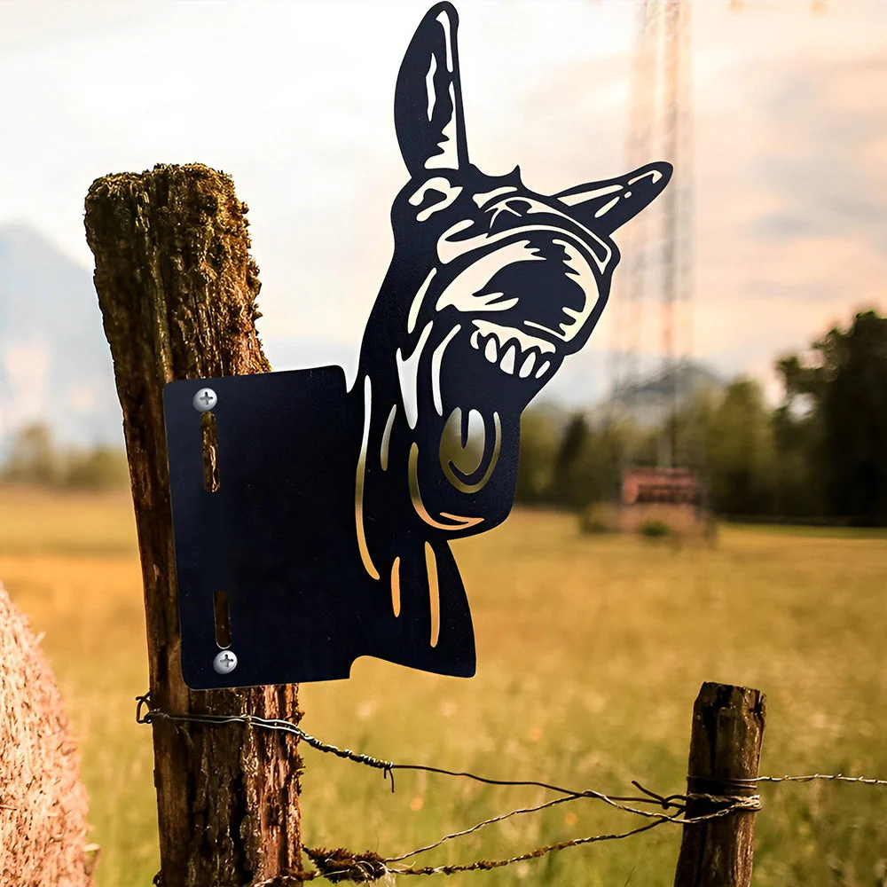 Âne Grondant Curieux Plaque Métallique – Décoration de Jardin Extérieur Animale