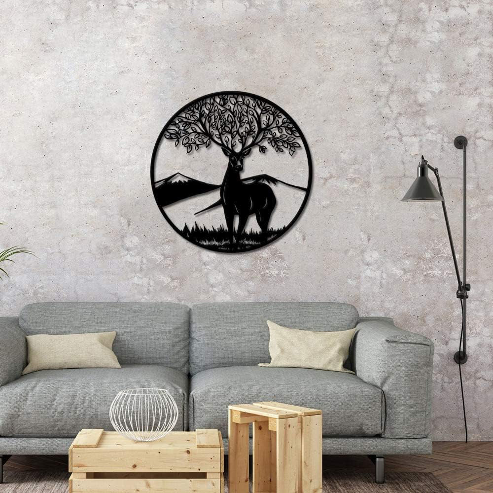 Arbre Cerf CrĂ©atif ForĂȘt MĂ©tal DĂ©coratif Mural - Image 5