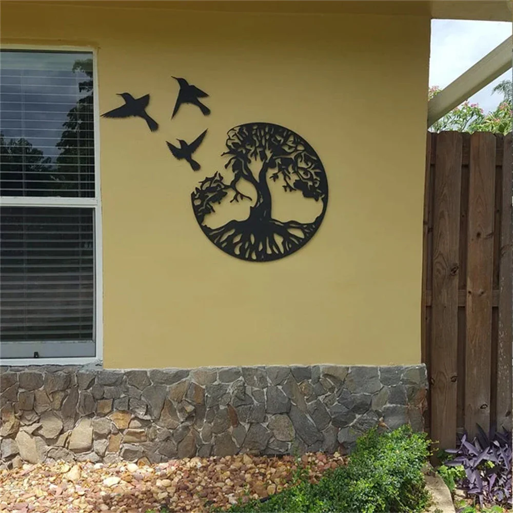 Arbre de la Vie Art Mural en Métal Oiseaux Métal et Arbre Art Mur - Image 5