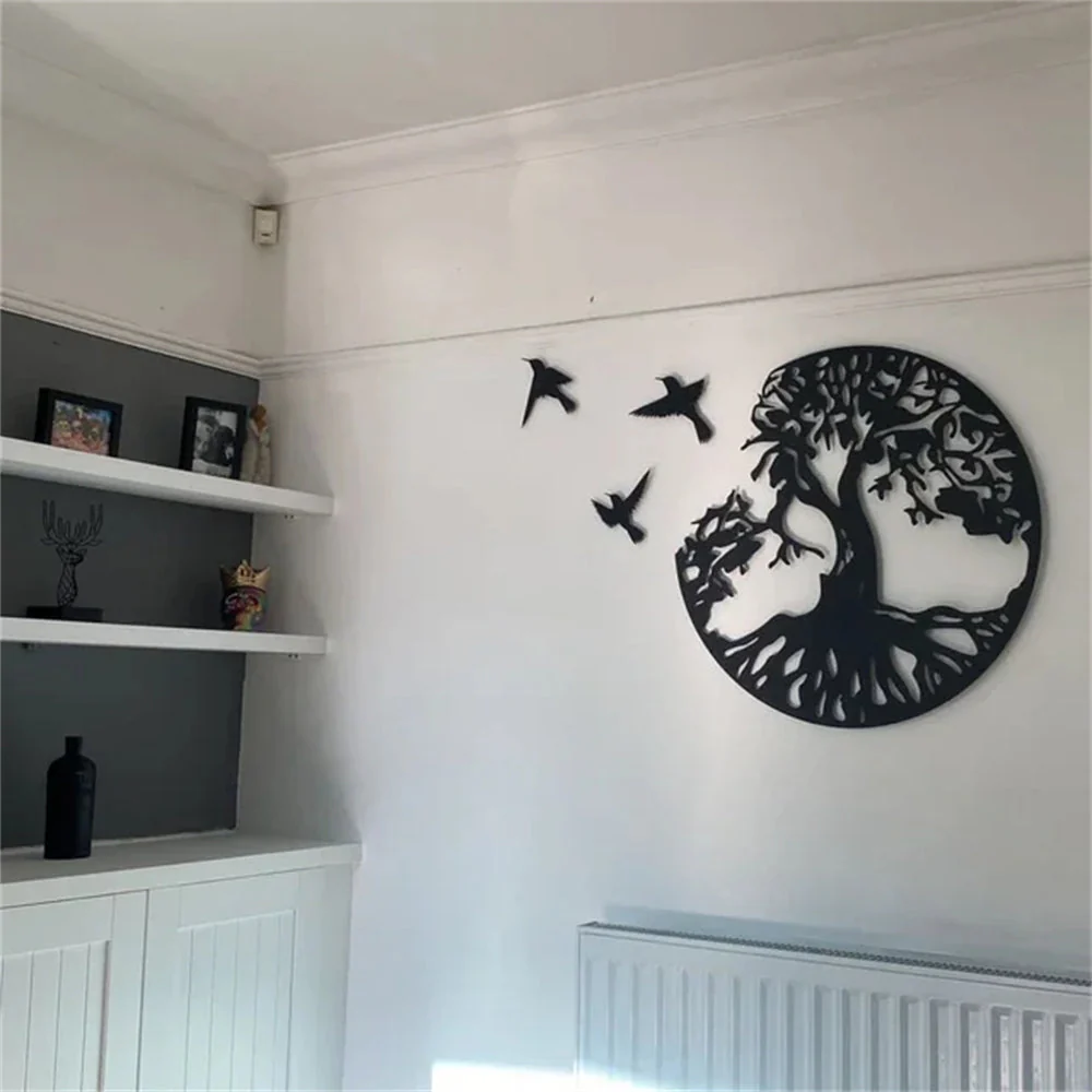 Arbre de la Vie Art Mural en Métal Oiseaux Métal et Arbre Art Mur - Image 7