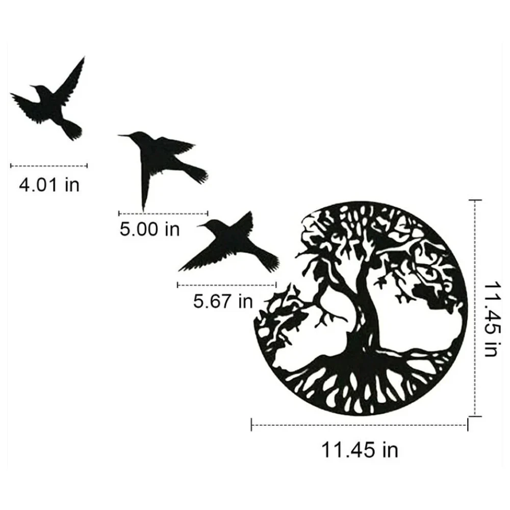 Arbre de la Vie Art Mural en Métal Oiseaux Métal et Arbre Art Mur - Image 9