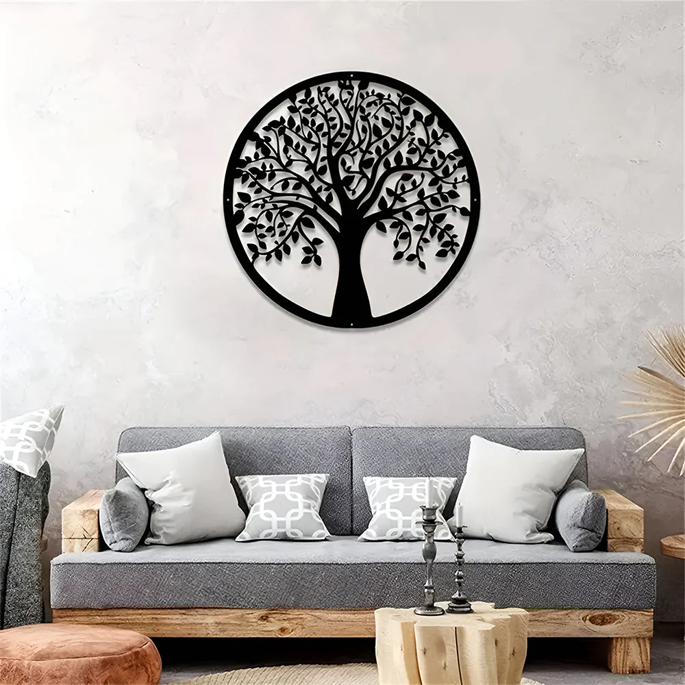 Arbre de la Vie Art Mural en Métal Silhouette Laser Suspendu Mur - Image 5
