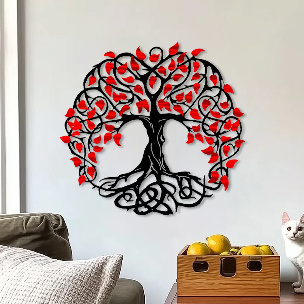 Arbre de la Vie Coloré Art Mural en Métal