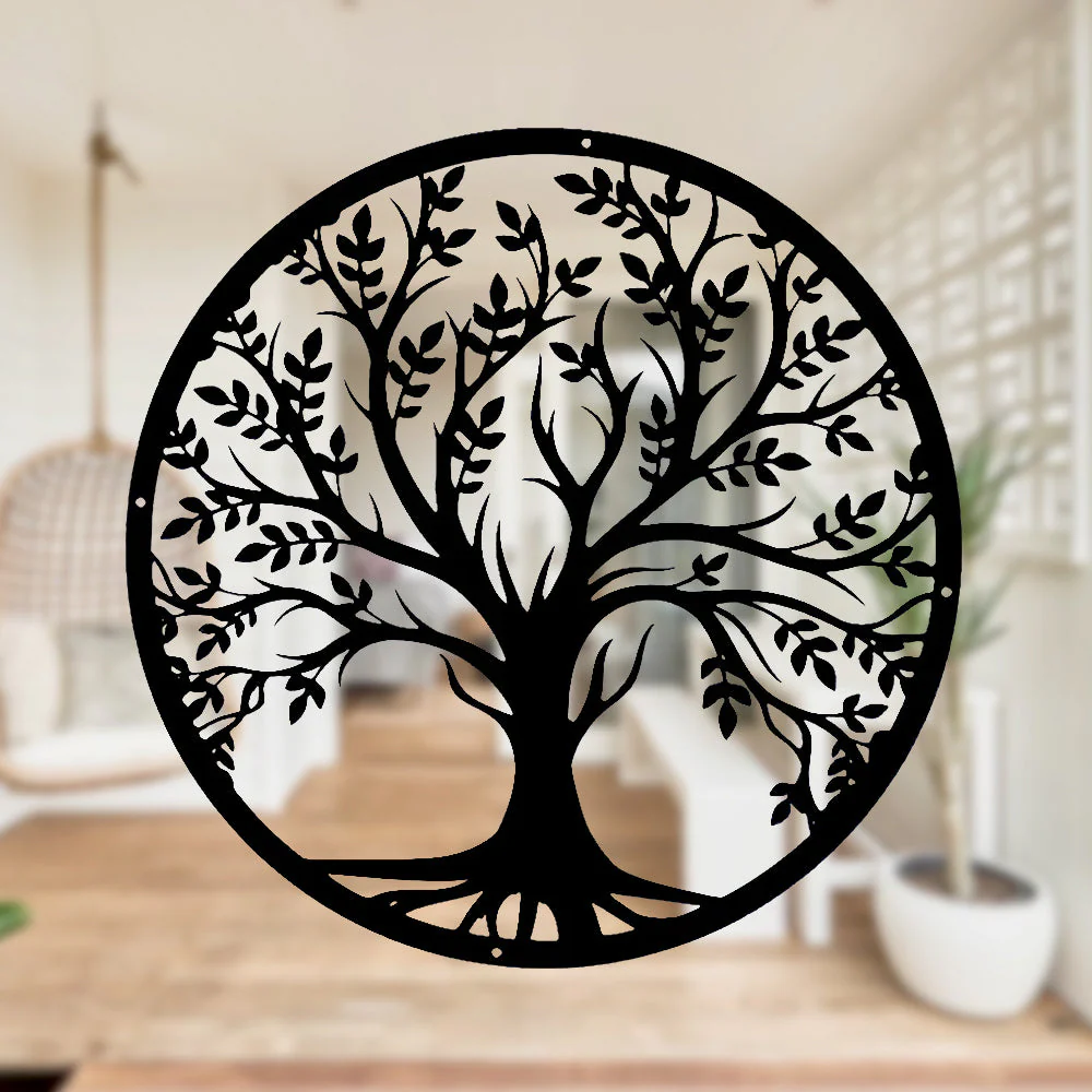 Arbre de la Vie Décor Mural en Métal Art Suspendu pour Chambre