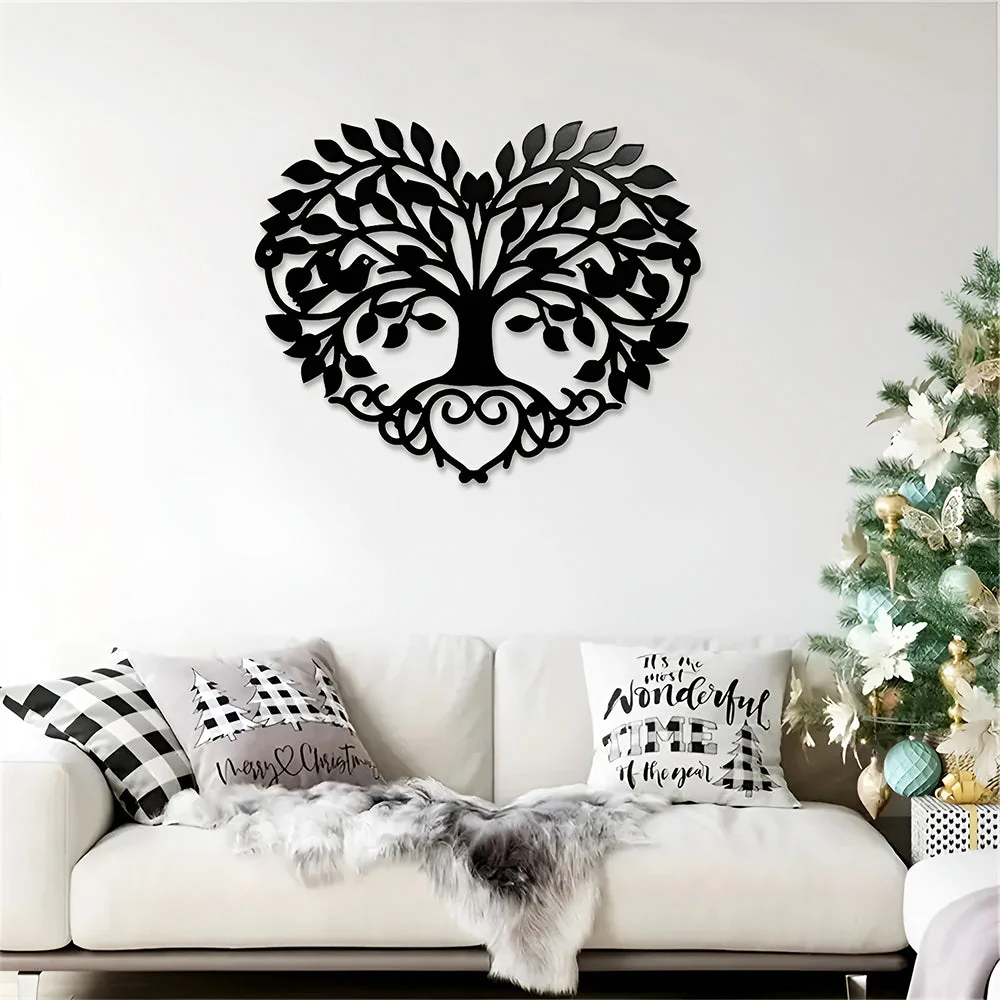 Arbre de la Vie en Forme de CĆur Art Mural en MĂ©tal - Image 3
