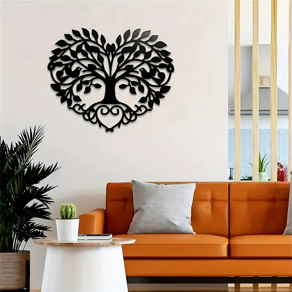 Arbre de la Vie en Forme de CĆur Art Mural en MĂ©tal - Image 5