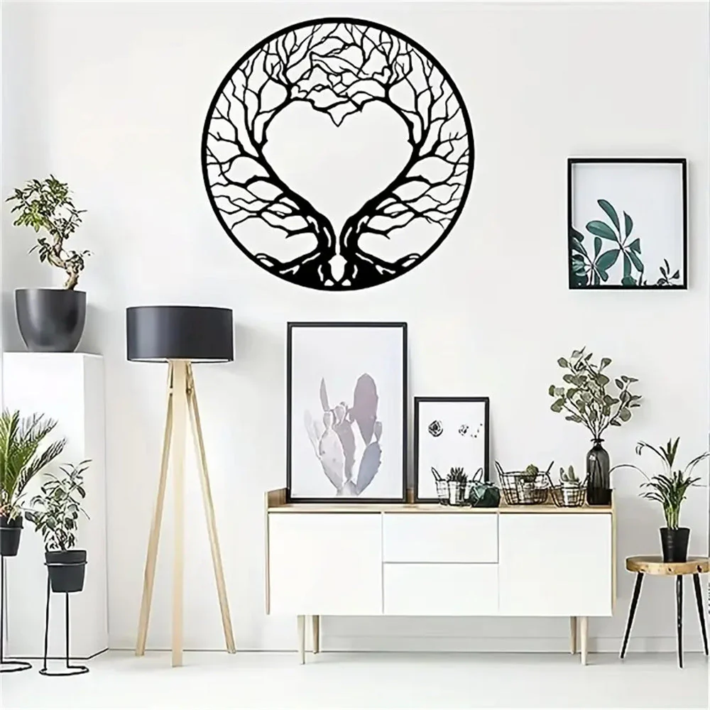 Arbre de la Vie en Forme de Cœur Art Mural en Métal - Image 5