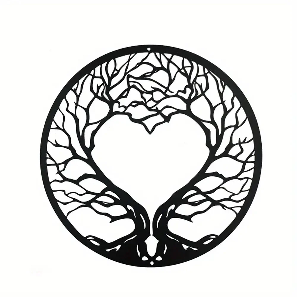 Arbre de la Vie en Forme de Cœur Art Mural en Métal - Image 8