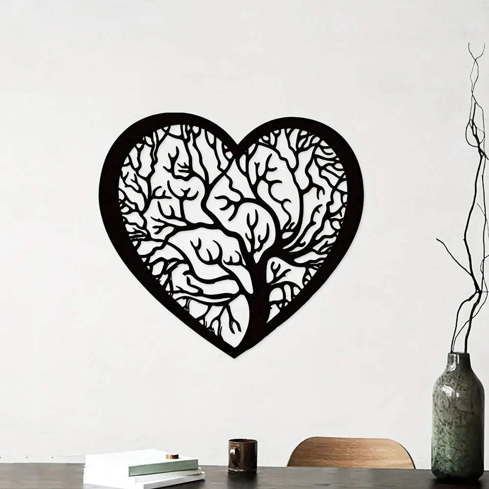 Arbre de la Vie en Forme de Coeur Métal Décoratif Mural - Image 2