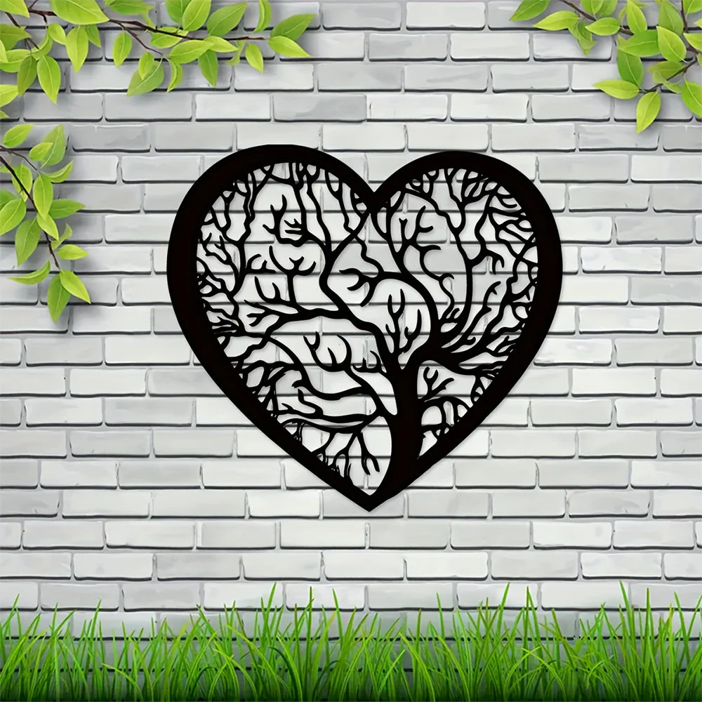 Arbre de la Vie en Forme de Coeur Métal Décoratif Mural - Image 3