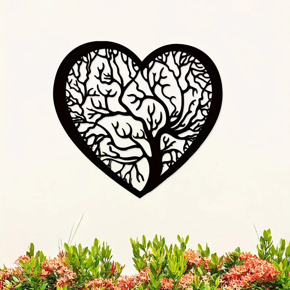 Arbre de la Vie en Forme de Coeur Métal Décoratif Mural - Image 4