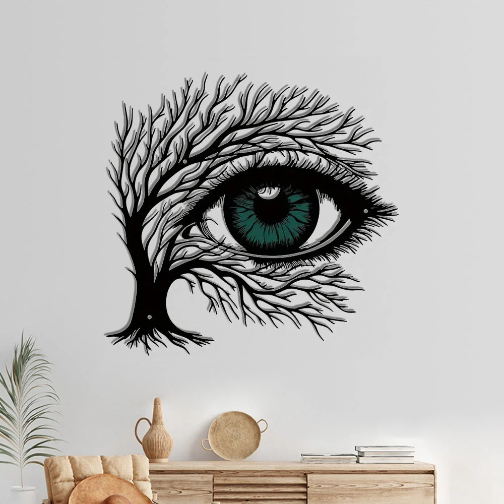 Arbre de la Vie et Ćil MĂ©tal DĂ©coratif Mural - Image 4
