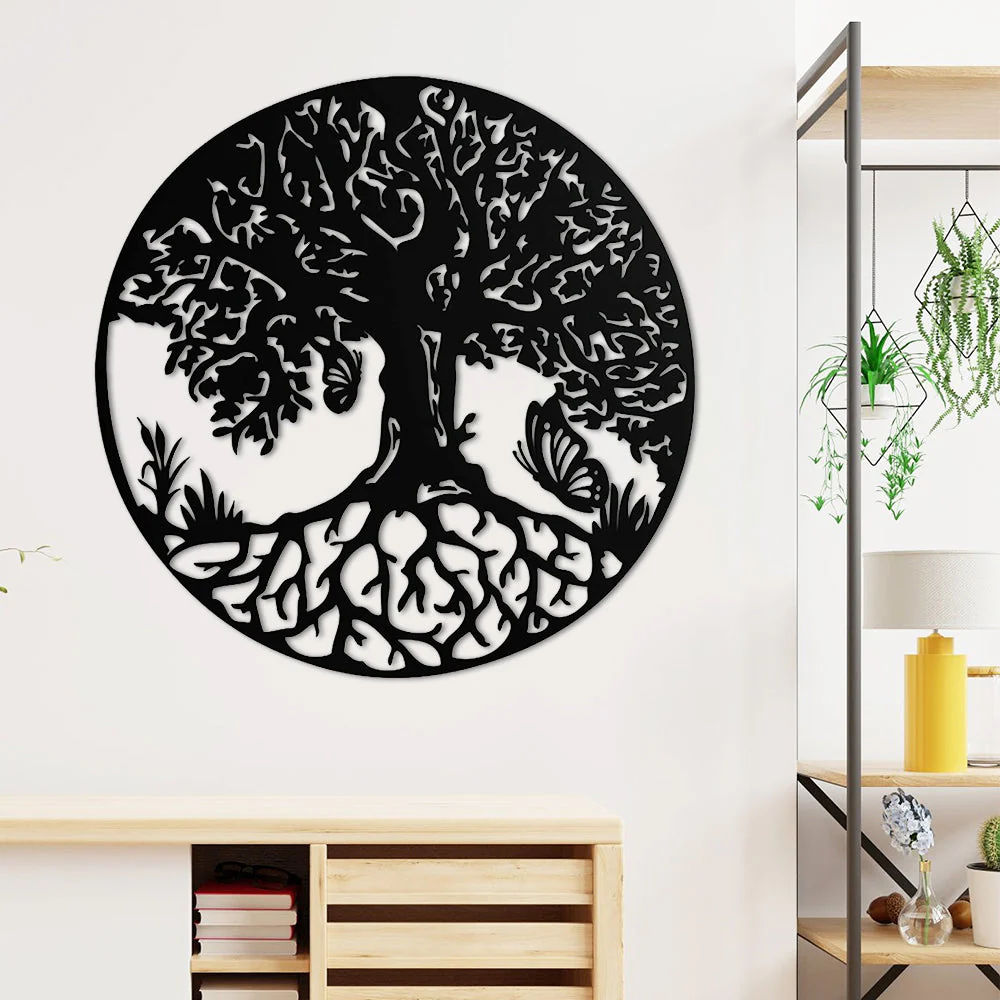 Arbre de la Vie et Papillon Métal Décoratif Mural - Image 3