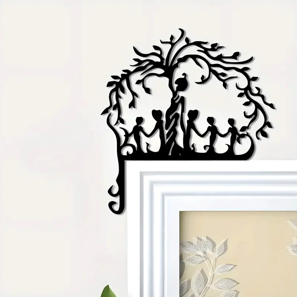 Arbre de la Vie Mère et Jeunes Enfants Plaque d'Angle de Porte en Métal