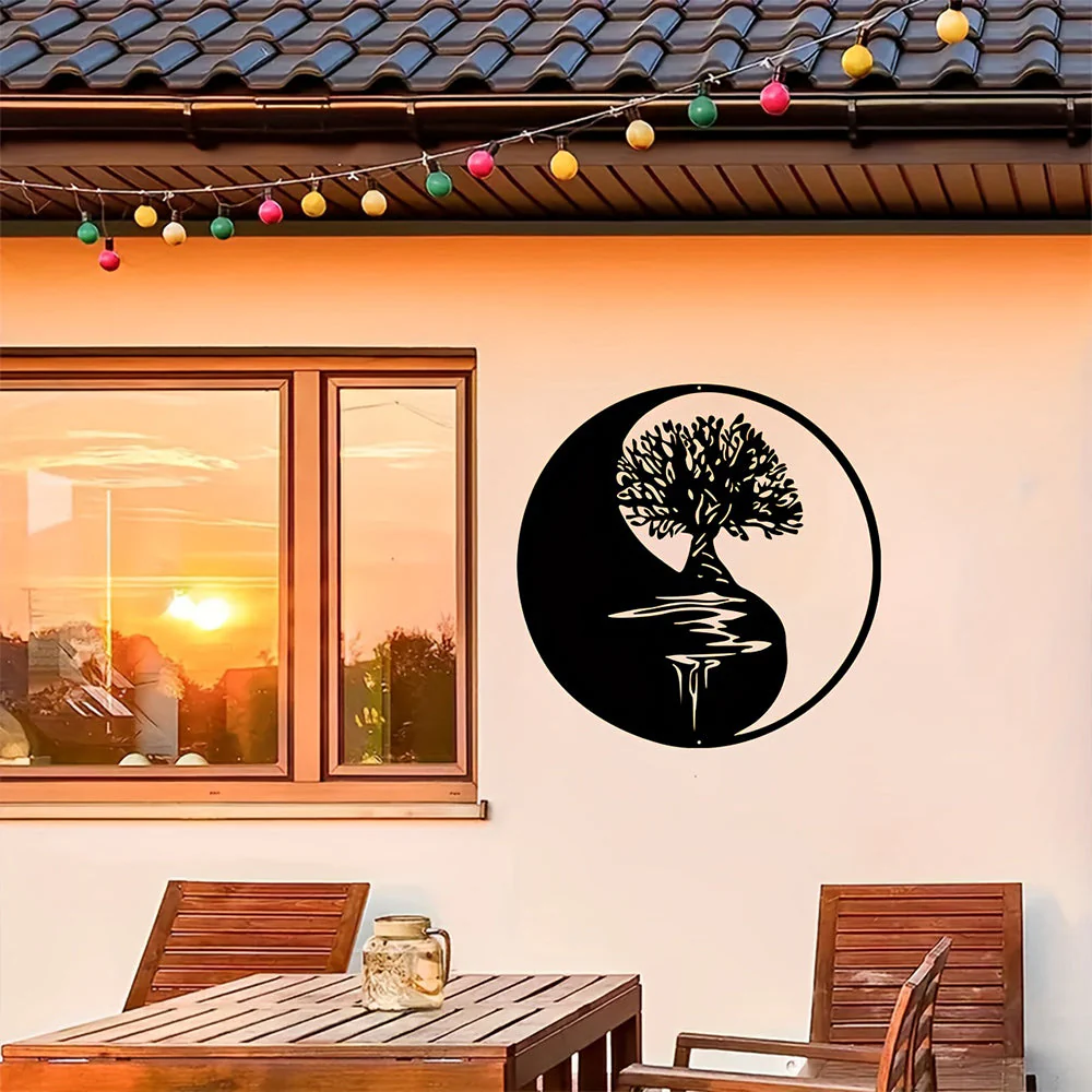 Arbre de la Vie Motif Tai Chi Métal Décoratif Mural - Image 11