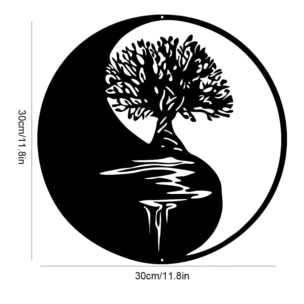 Arbre de la Vie Motif Tai Chi Métal Décoratif Mural - Image 12
