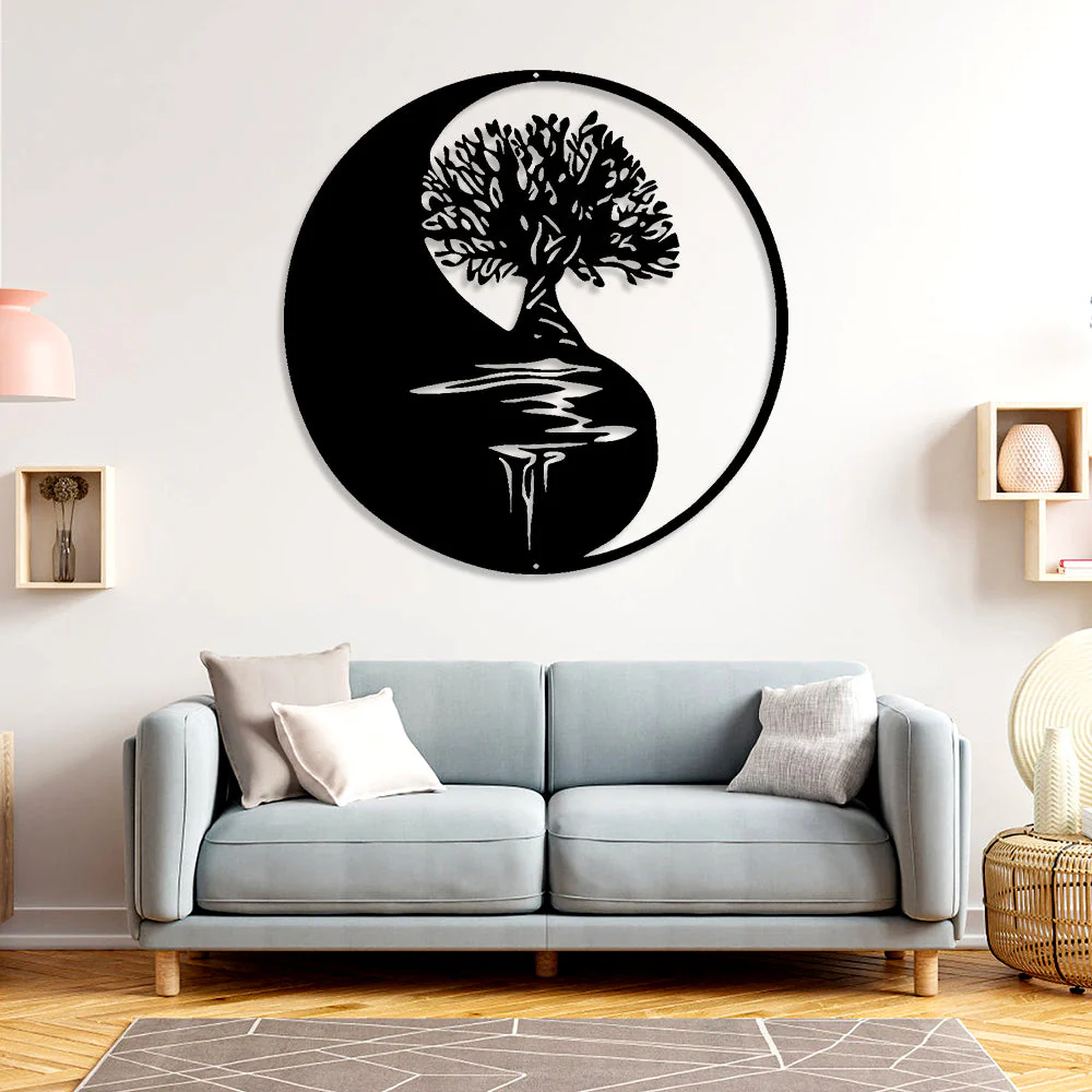 Arbre de la Vie Motif Tai Chi Métal Décoratif Mural - Image 4