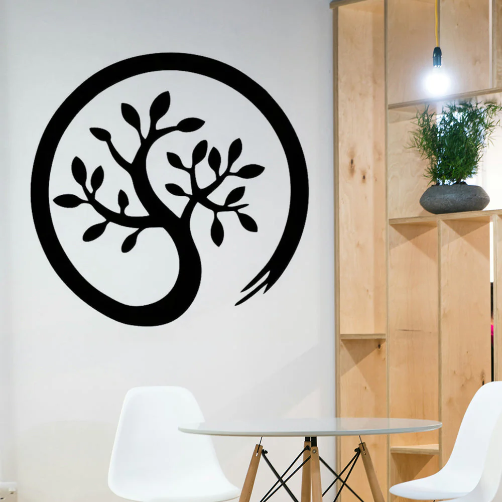 Arbre de la Vie Noir Art Mural en Métal Décoration Métal Extérieure
