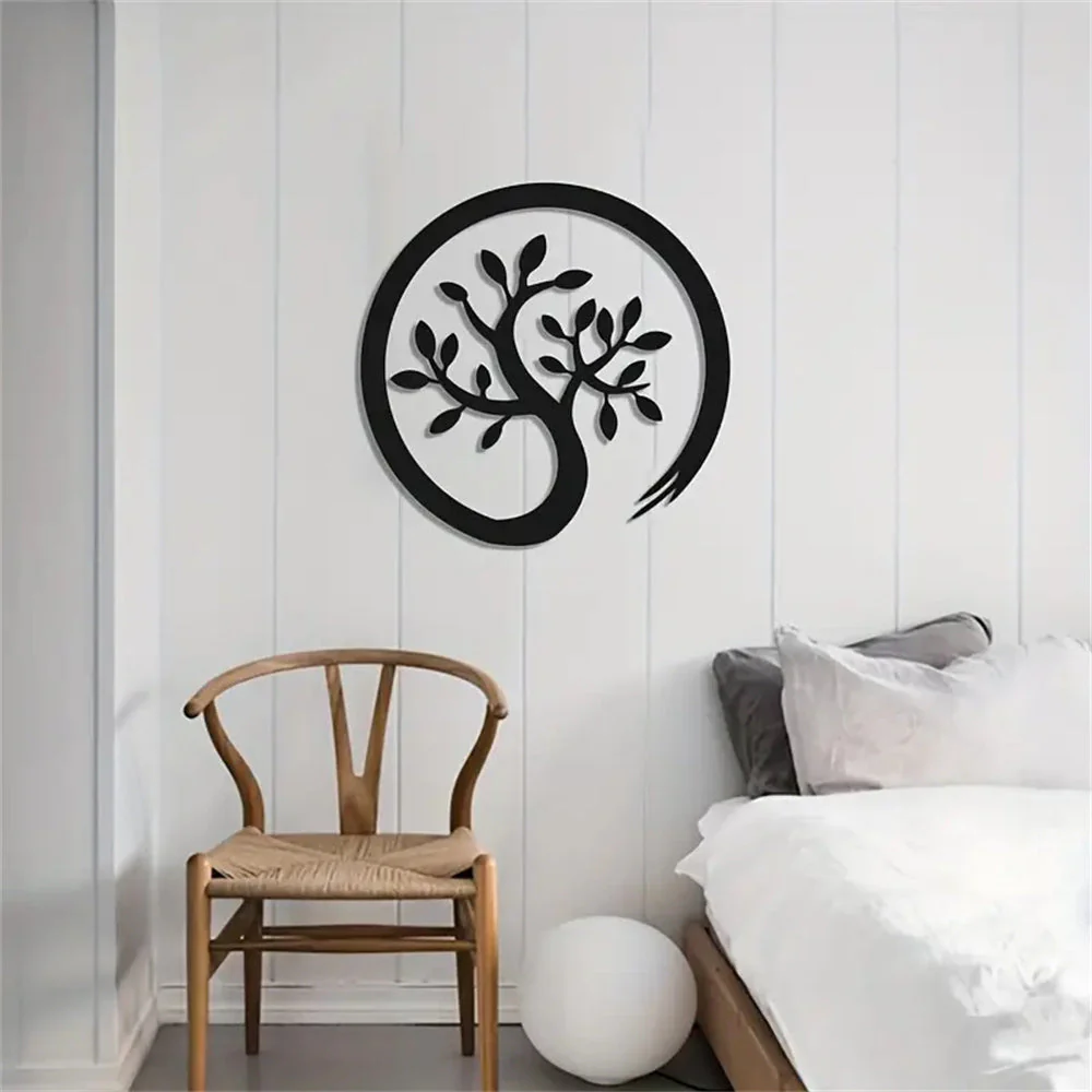 Arbre de la Vie Noir Art Mural en Métal Décoration Métal Extérieure - Image 4