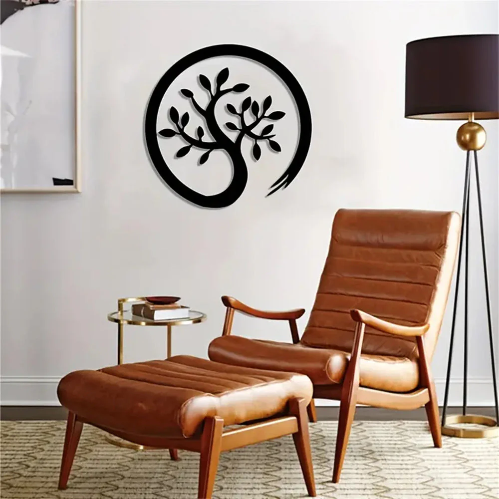 Arbre de la Vie Noir Art Mural en Métal Décoration Métal Extérieure - Image 6