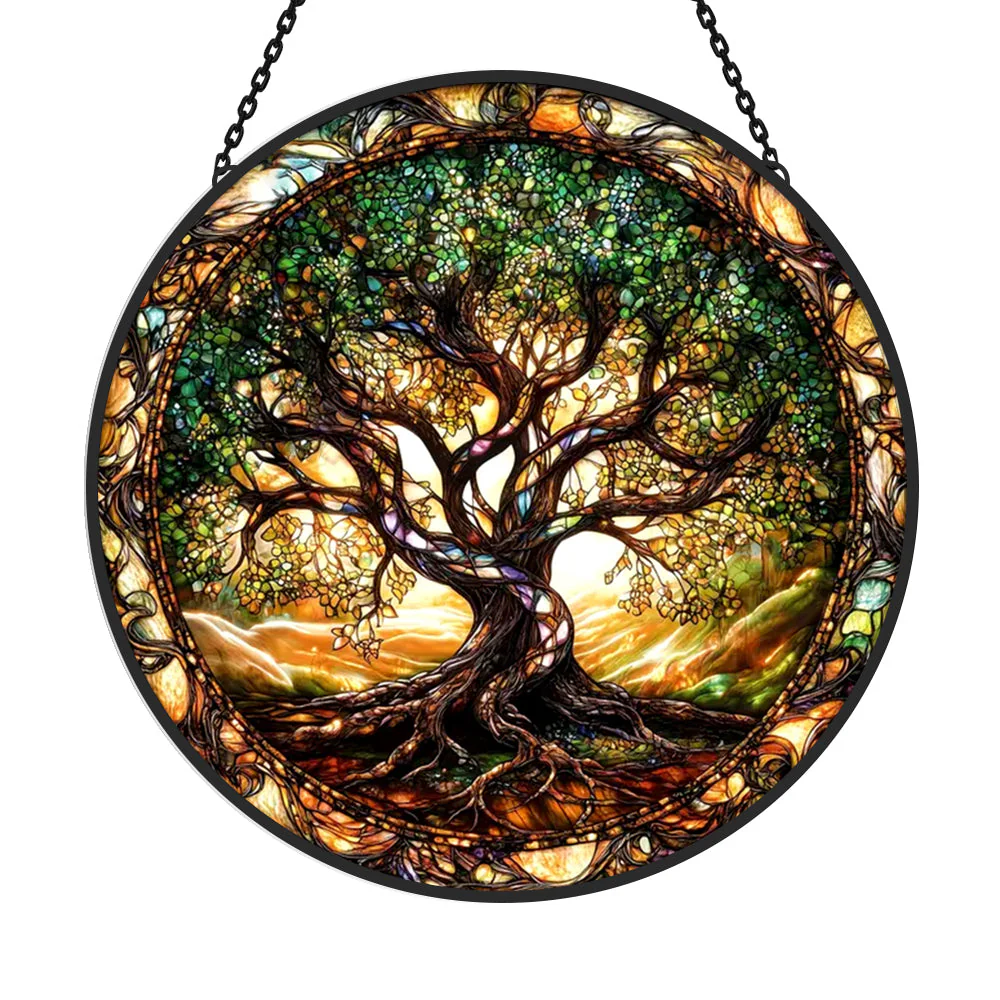 Arbre de Vie Attrape-Soleil Décoratif en Vitrail à Suspendre - Image 3