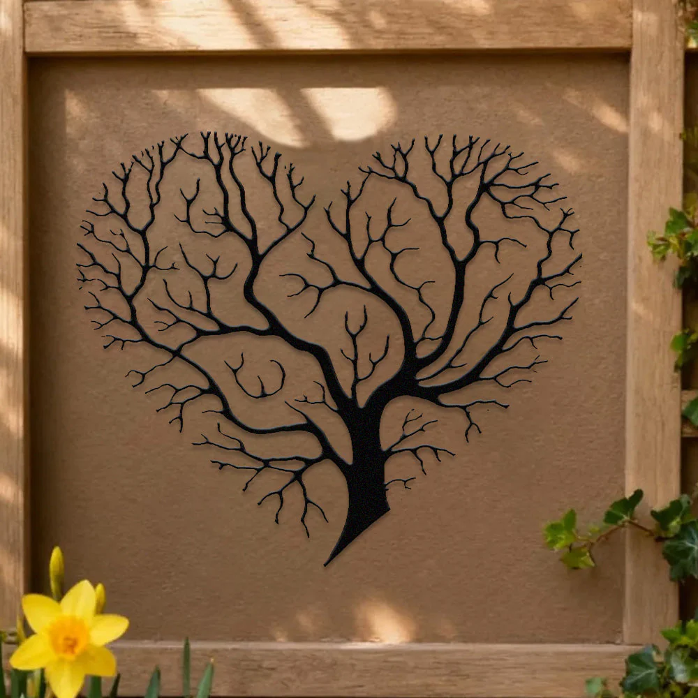 Arbre de Vie en Cœur Métal Décoratif Mural - Image 2