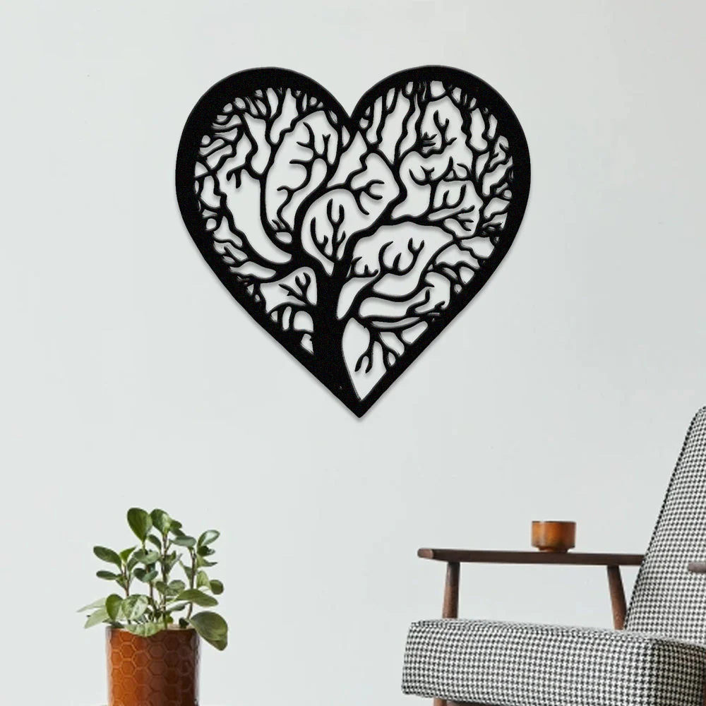 Arbre de Vie en Forme de Cœur Métal Décoratif Mural - Image 2