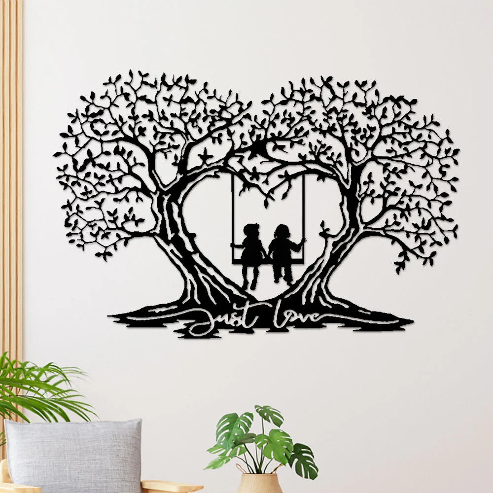 Arbre Généalogique Arbre d'Amour Arbre de la Vie en Forme de Cœur Métal Décoratif Mural - Image 4
