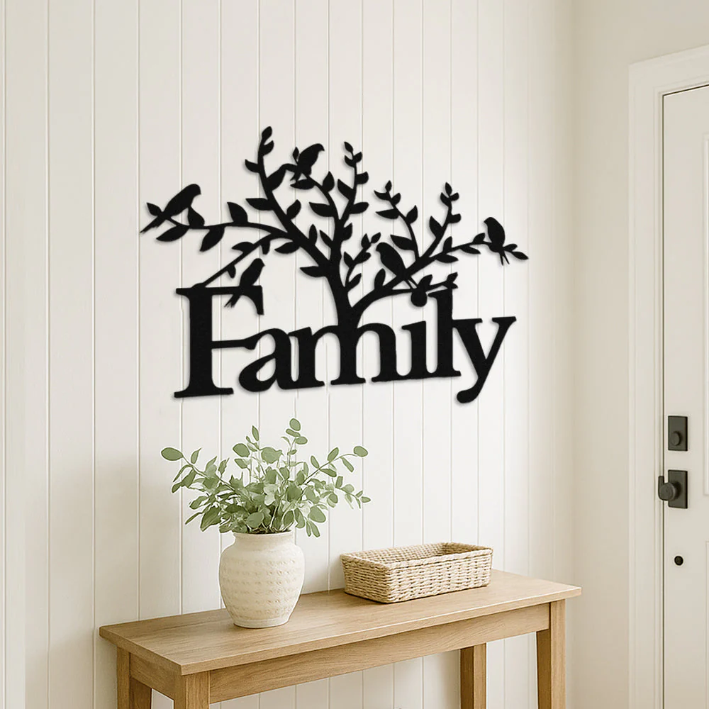 Arbre Généalogique Plaques Métal Décor Mur Familial en Métal