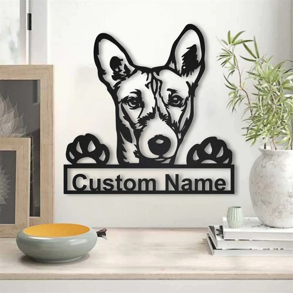 Basenji Art en Métal Plaque de Nom en Métal Personnalisée
