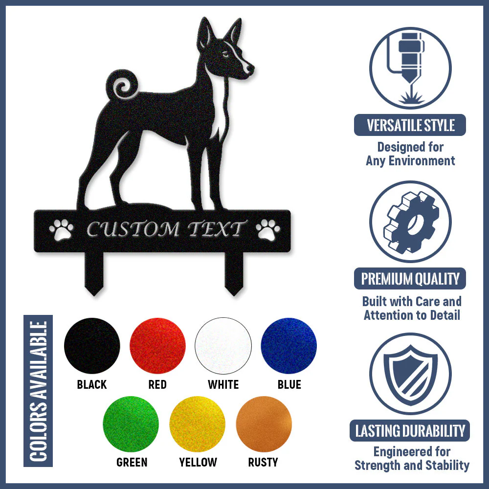 Basenji Silhouette de Chien Personnalisée Piquet de Jardin en Métal - Image 10