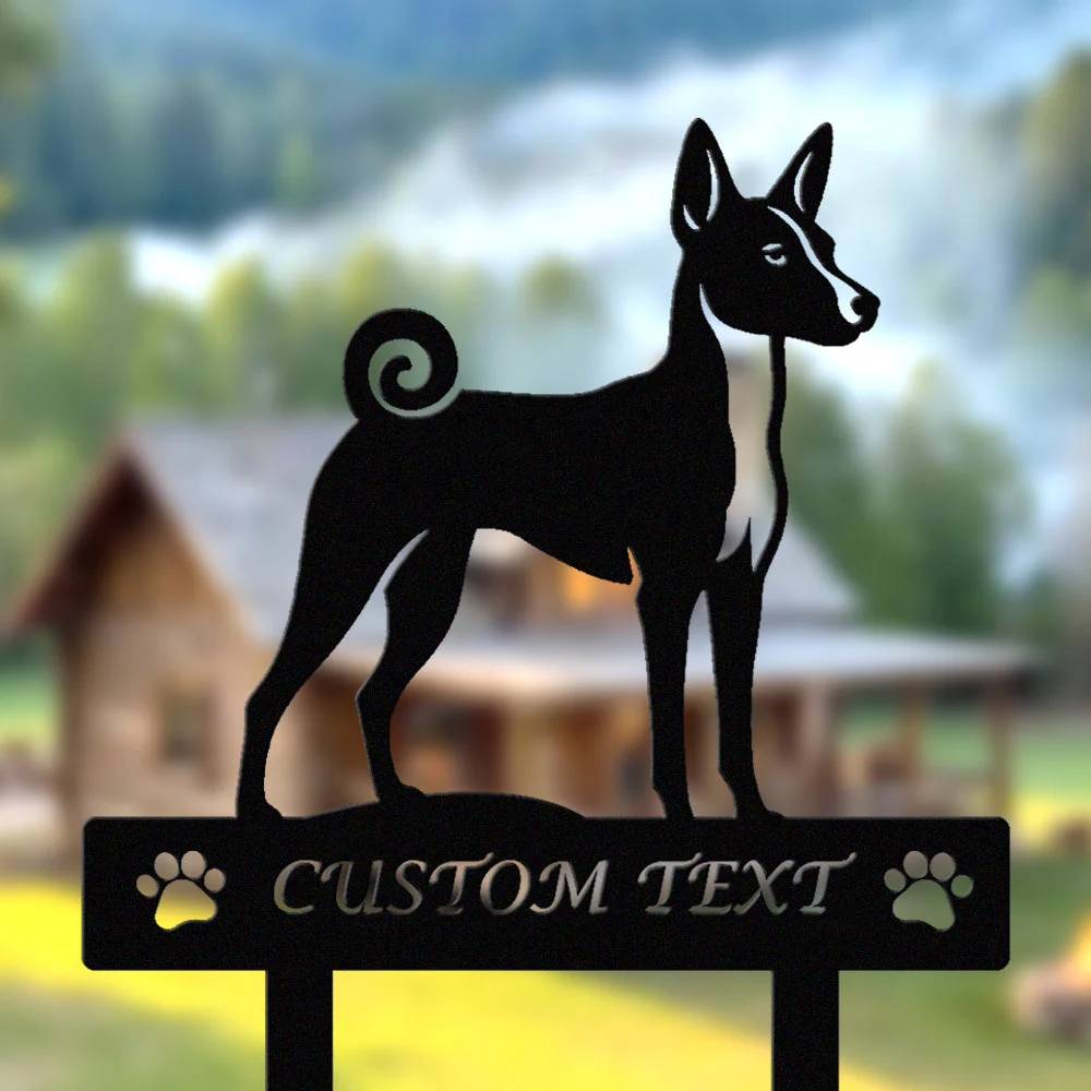 Basenji Silhouette de Chien Personnalisée Piquet de Jardin en Métal - Image 2