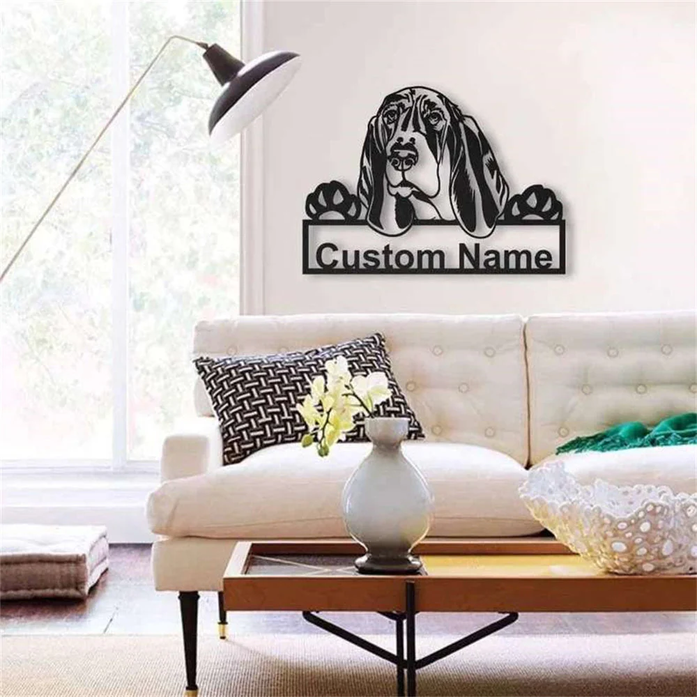 Basset Hound Art Mural en Métal Plaque en Métal Personnalisée pour Amoureux des Chiens