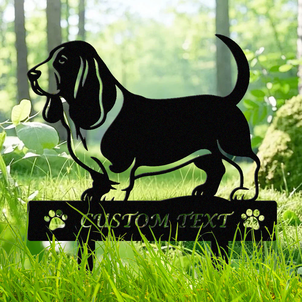 Basset Hound Silhouette de Chien Personnalisée Piquet de Jardin en Métal
