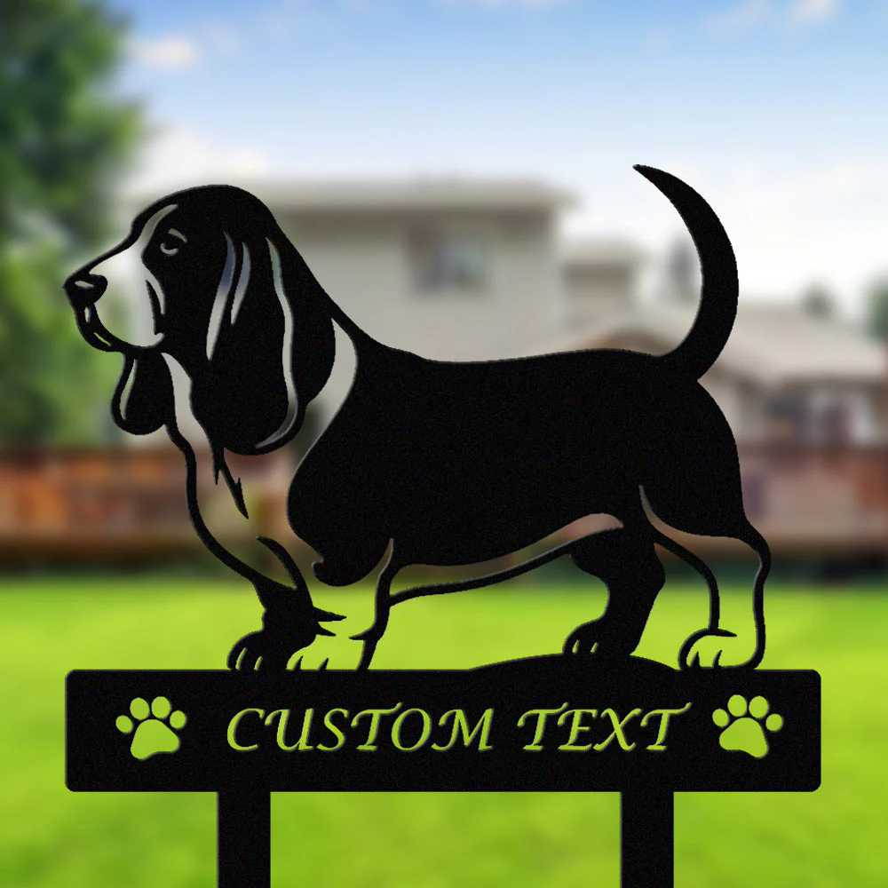Basset Hound Silhouette de Chien Personnalisée Piquet de Jardin en Métal - Image 2