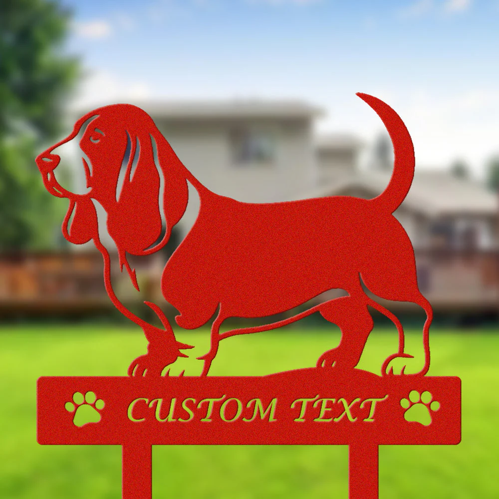 Basset Hound Silhouette de Chien Personnalisée Piquet de Jardin en Métal - Image 3