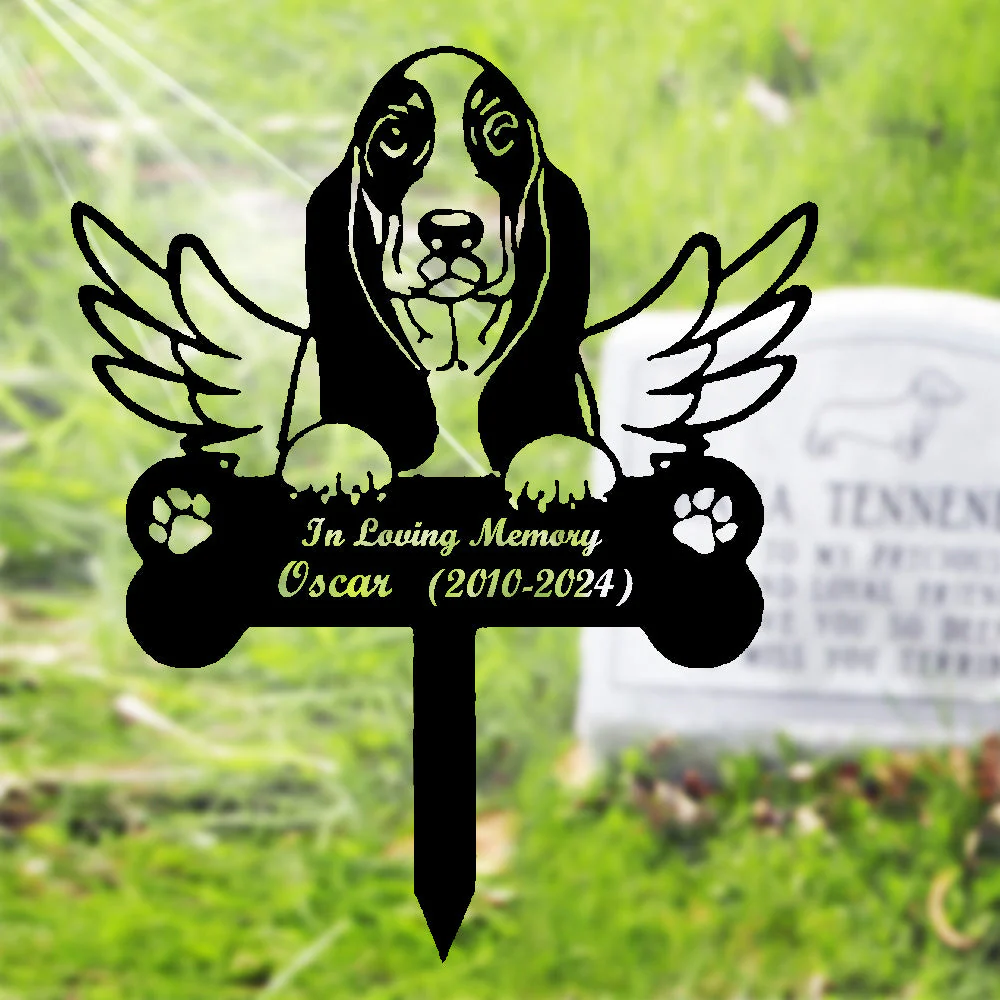 Basset Hound Tuteur Commémoratif Personnalisé avec Ailes