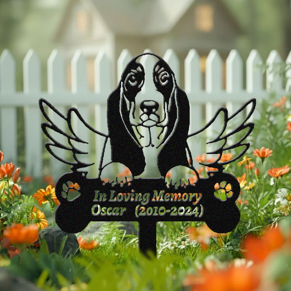 Basset Hound Tuteur Commémoratif Personnalisé avec Ailes - Image 2