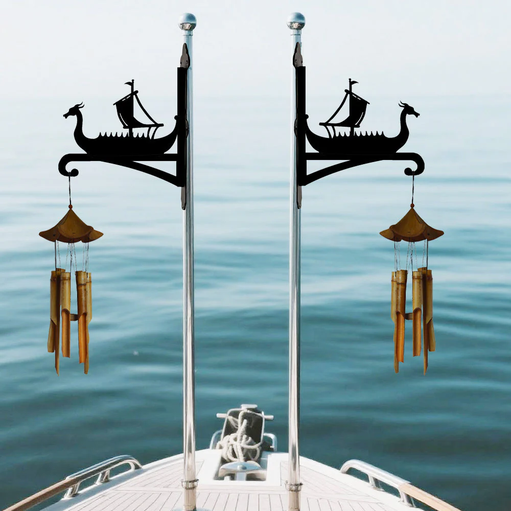 Bateau Viking Noir Support de Plantes à Suspendre Métallique - Image 2