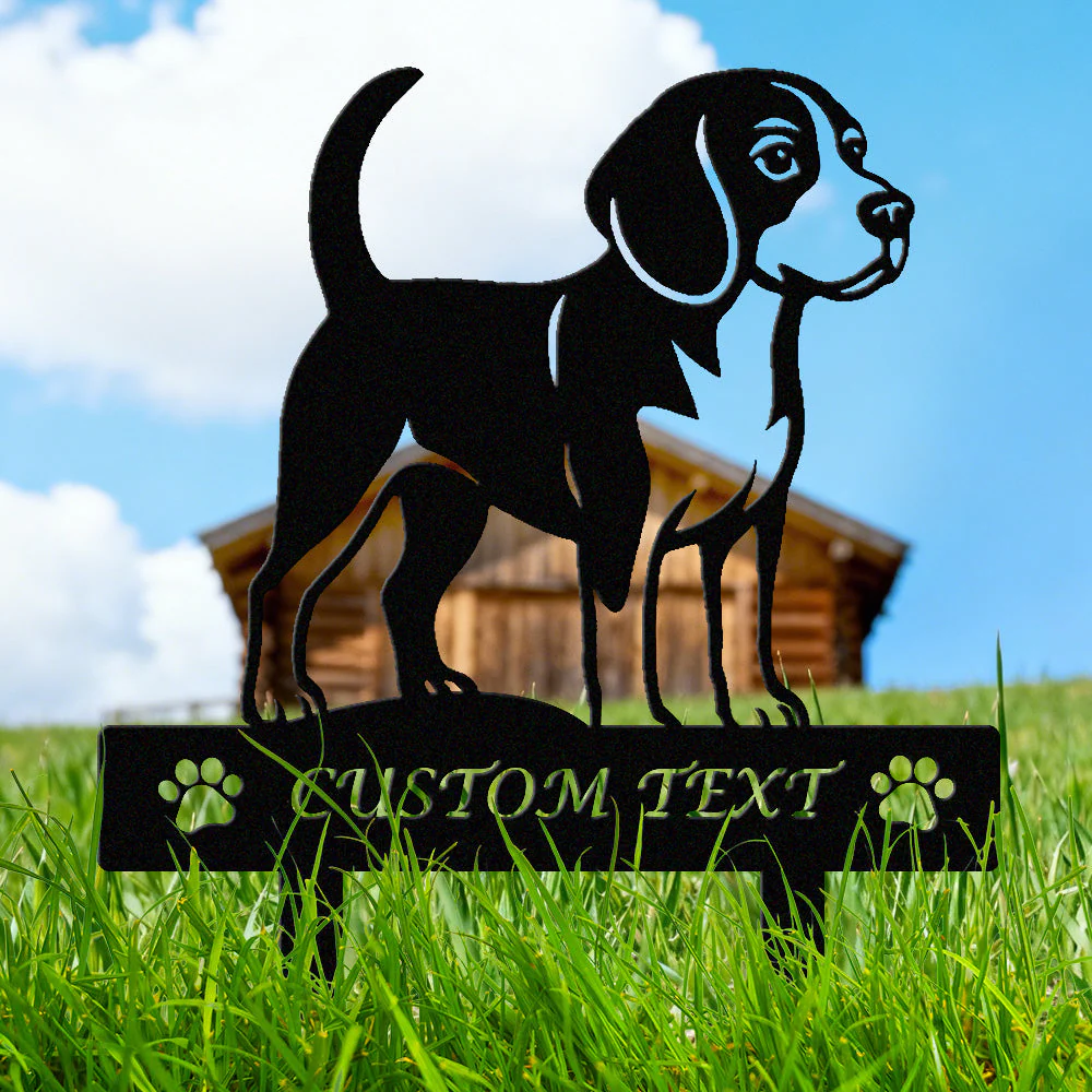 Beagle Silhouette de Chien Personnalisée Piquet de Jardin en Métal