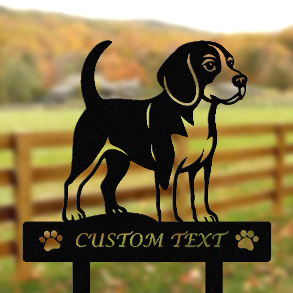 Beagle Silhouette de Chien Personnalisée Piquet de Jardin en Métal - Image 2