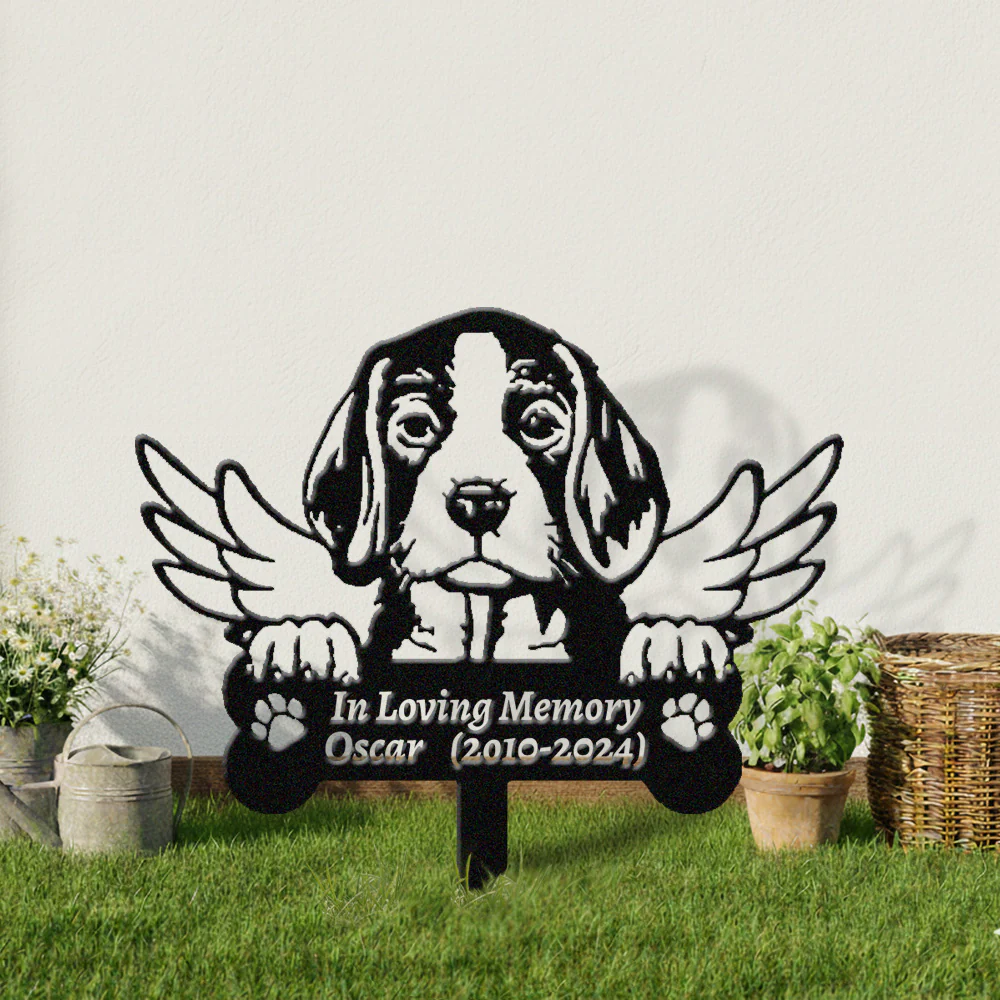 Beagle Tuteur Commémoratif Personnalisé avec Ailes