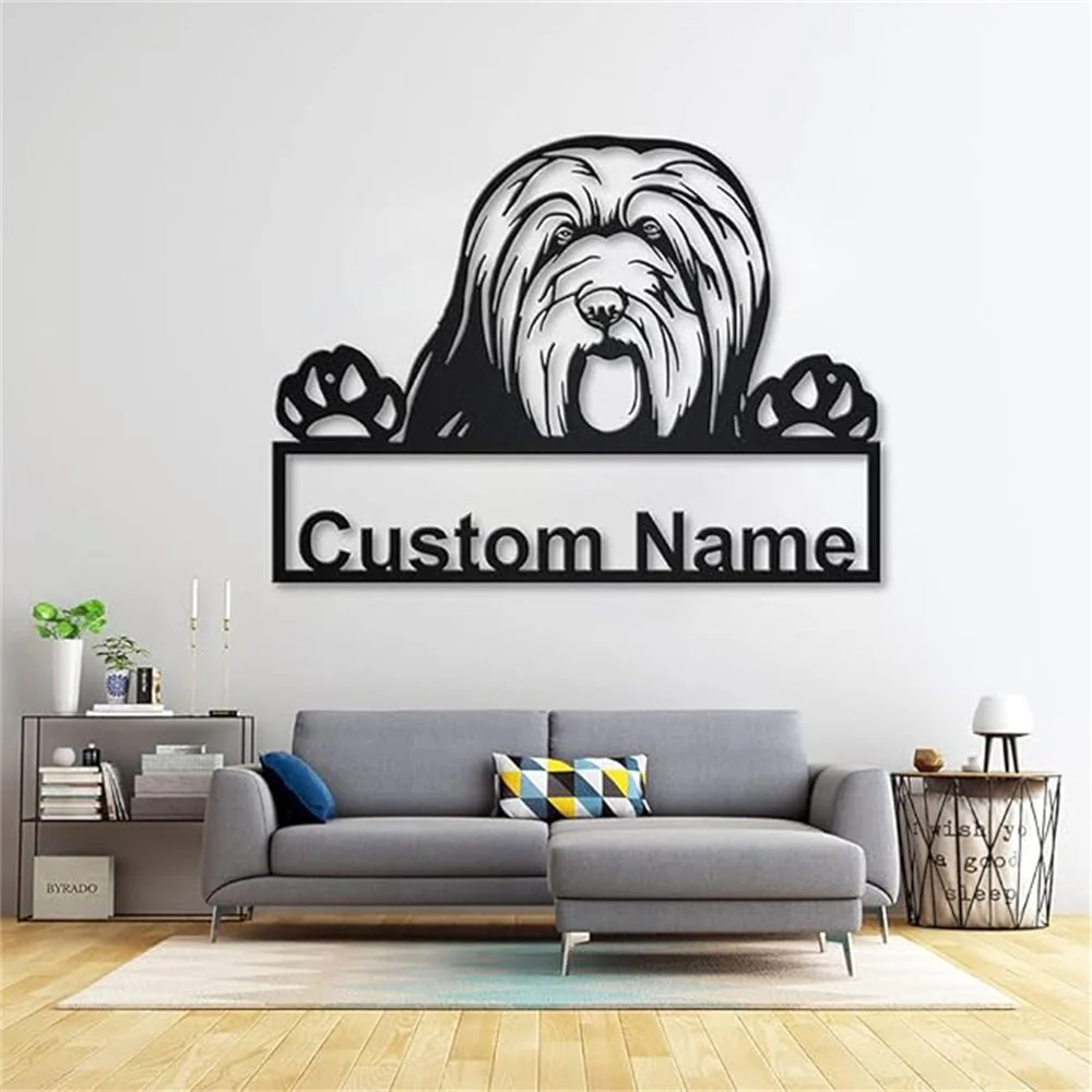 Bearded Collie Plaque en Métal Art Personnalisée
