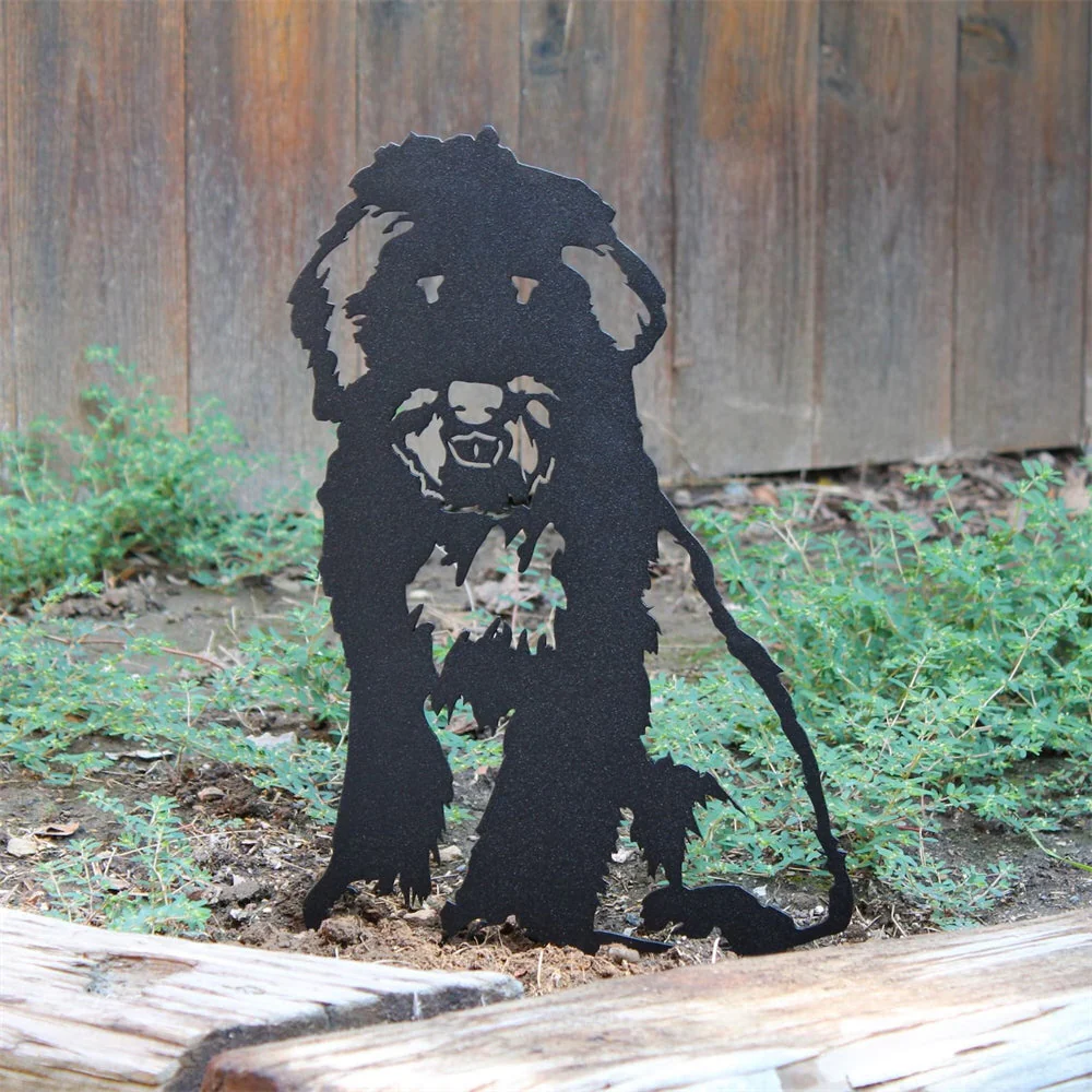 Bearded Collie Silhouette de Chien en Métal Noir