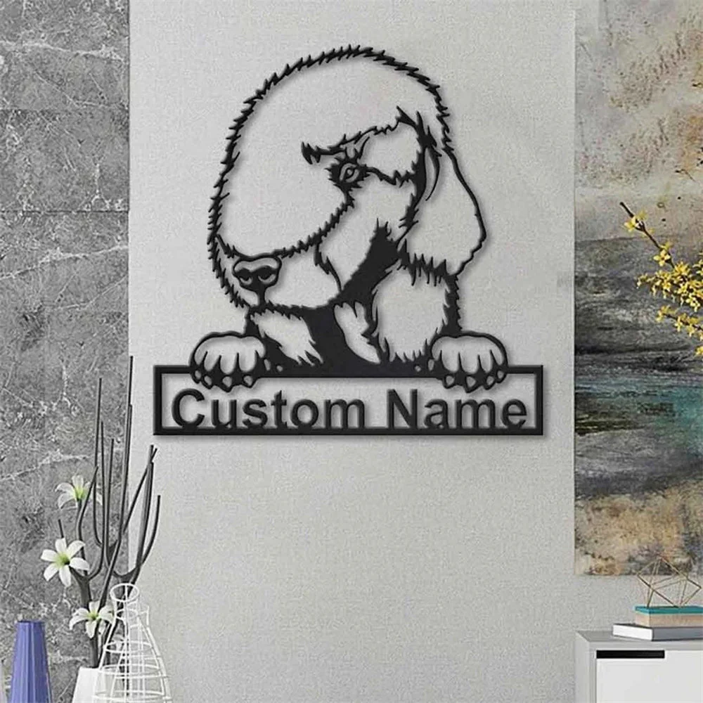 Bedlington Terrier Art en Métal Plaque de Nom en Métal Personnalisée