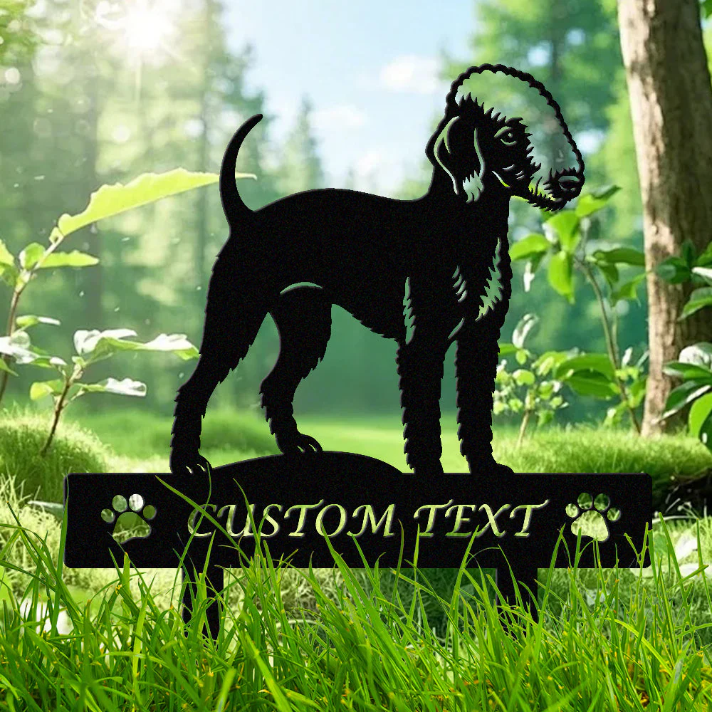 Bedlington Terrier Silhouette de Chien Personnalisée Piquet de Jardin en Métal